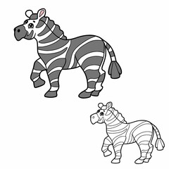 Vector element of coloring book for chidlren. Isolated outline cartoon zebra on the white background.