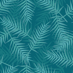 Naklejka na ściany i meble Leaves of palm tree. Seamless vector pattern