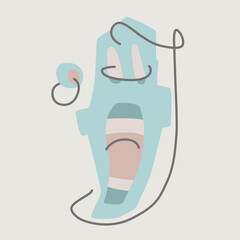 Abstract blue singing face of men