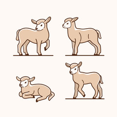 Lamb icon set. Different type of animal. Vector illustration for emblem, badge, insignia.