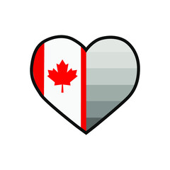 Vector illustration of the heart filled with the flag of Canada and the alternate Straight pride flag on white background.