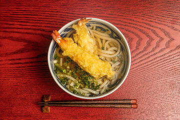 天ぷらうどん　 Tempura in Udon noodle soup japanese food