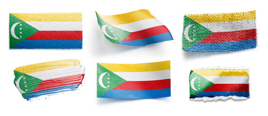 Set of the national flag of Comoros on a white background