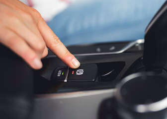 Electronic parking brake with Auto-hold. Modern car...Parking brake.