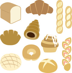 シンプルなパンのイラスト（カラー）