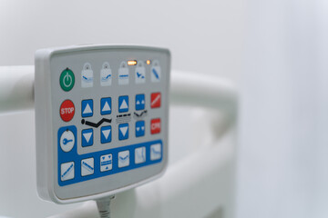 Control panel on hospital bed in hospital