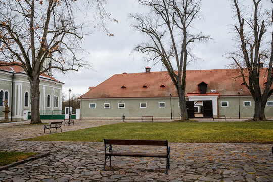 Baroque representative castle and National Stud Farm, renaissance historical building, UNESCO heritage, Church of St. Wenceslas and Leopold, Kladruby nad Labem, Czech Republic