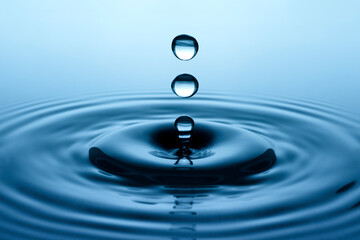 Falling drops of water
