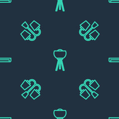 Set line Floor lamp, Chandelier and Fluorescent on seamless pattern. Vector.