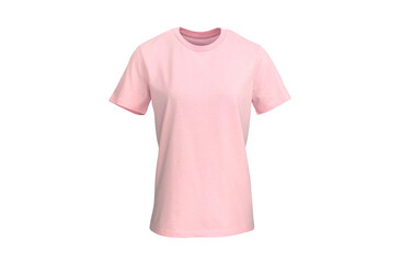 Women’s Pink Short Sleeve Shirt T-shirt with Set In Sleeve. Isolated on a White Background for own brand personalisation. Shot on a medium sized Female Ghost Mannequin. T-Shirt Mockup, Template.