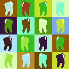 Pattern with teeth and squares , multiple colors , wallpaper .
