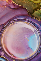Alcohol ink art.Mixing liquid paints. Modern, abstract colorful background, wallpaper. Fluid marble art, texture,golden streaks, cracks.Translucent colors