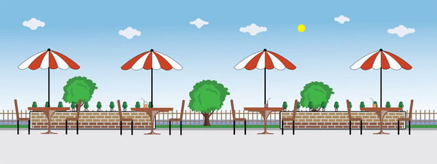 Vector of outdoor restaurant or cafe background design eps format, suitable for your design needs, logo, illustration, animation, etc.