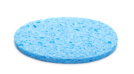 Clean new blue cosmetic makeup applicator sponge isolated on white background