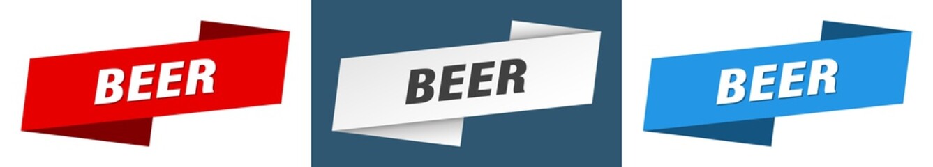 beer banner. beer ribbon label sign set
