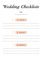Wedding checklist. Empty planner for party organization, illustration