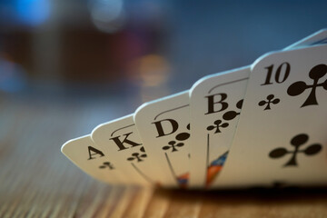 Royal flush on clubs in poker