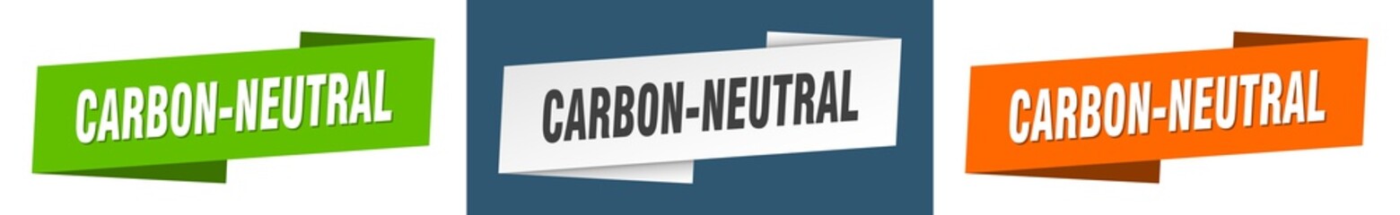 carbon-neutral banner. carbon-neutral ribbon label sign set