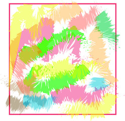Fototapeta na wymiar Multicolored brush strokes in a translucent square