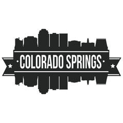 Colorado Springs Colorado USA Skyline Silhouette Design City Vector Art Famous Buildings Stamp Stencil.