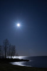 Night landscape under starry sky