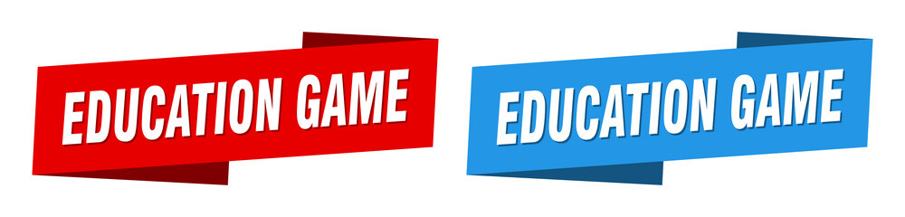 education game banner. education game ribbon label sign set