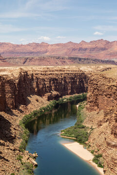 View of the Colorado River from the Glen Canyon Dam Bridge on Highway 89
