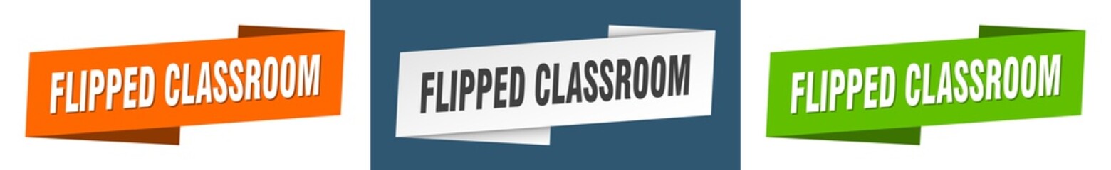 flipped classroom banner. flipped classroom ribbon label sign set