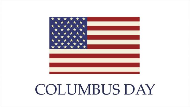 Happy Columbus Day animated. Video illustration on white background.