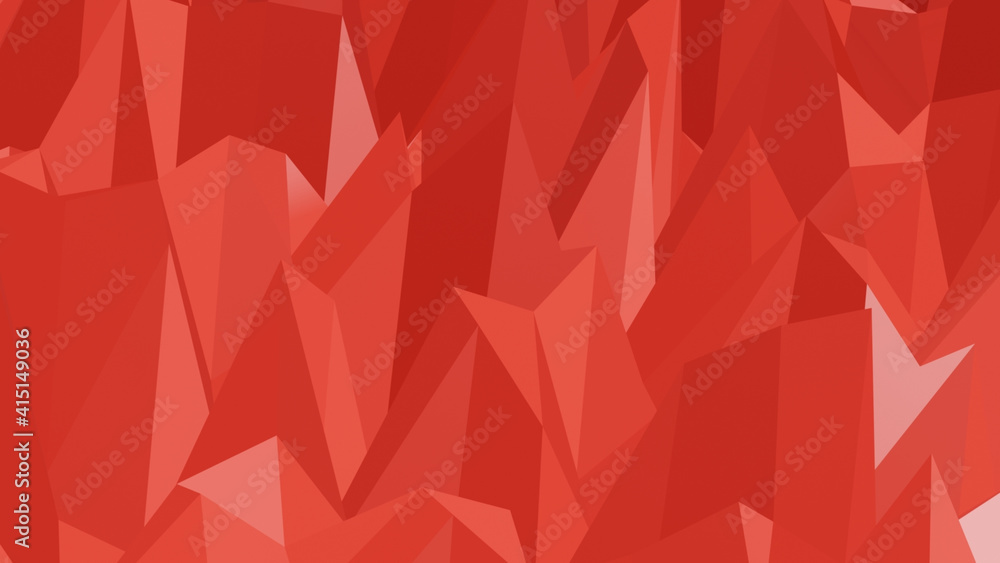 Poster 3d rendering illustration of red background spines design