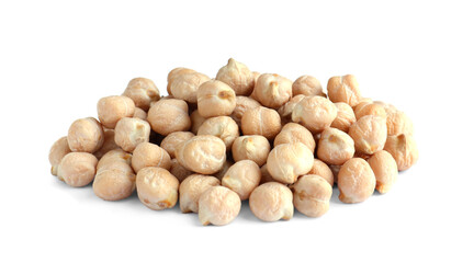 Pile of chickpeas on white background. Natural food