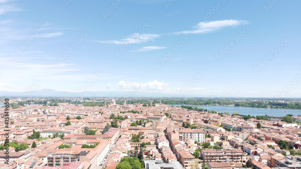 Wall mural italy, mantua, city view toward historical city center, lakes surrounding the city