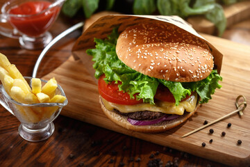 Classic burger with meat