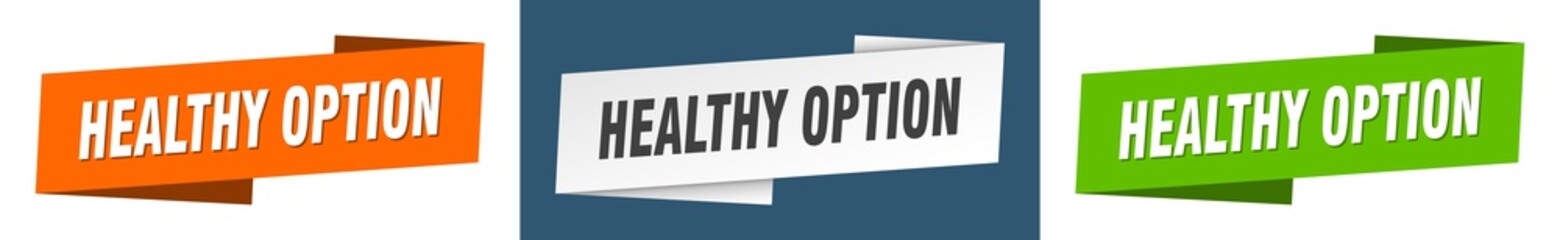 healthy option banner. healthy option ribbon label sign set