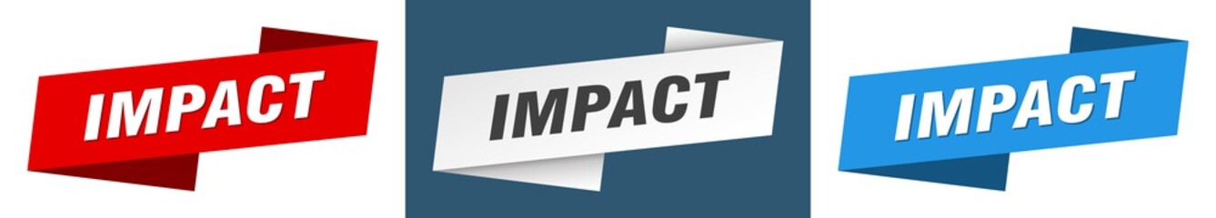 impact banner. impact ribbon label sign set - obrazy, fototapety, plakaty