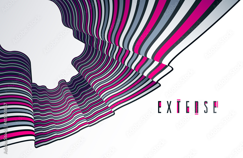 Poster minimal design of abstract lines in 3d perspective vector abstract background, minimalistic cool tre