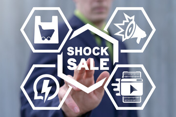 Concept of shock sale. Internet Store Market Place Marketing. Special offer and discount price.