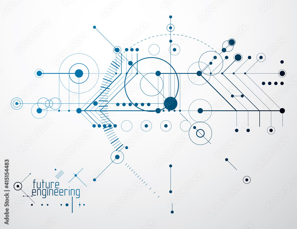 Poster mechanical engineering technology vector abstract background, cybernetic abstraction with innovative