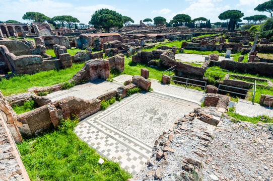 Mosaic, Block of Bacchus and Arianna, Ostia Antica archaeological site, Ostia, Rome province