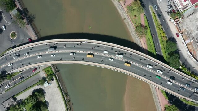 Flight over amazing Ho-Chi-Minh city in Vietnam