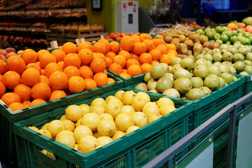 Shelf with citrus fruits