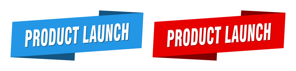 product launch banner. product launch ribbon label sign set