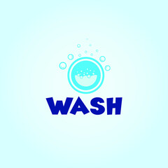 laundry logo design template, cleaning logo inspiration blue foams, washer emblem and logotype