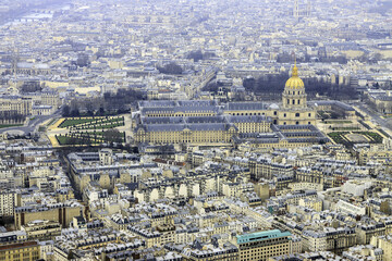 Fototapeta na wymiar Les Invalides in Paris from Eiffel Tower