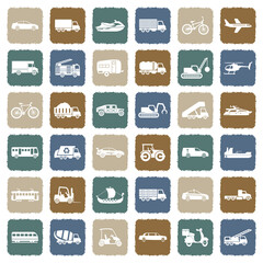 Transportation Icons. Grunge Color Flat Design. Vector Illustration.