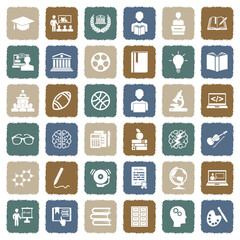 University Icons. Grunge Color Flat Design. Vector Illustration.