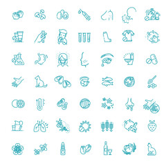 Obraz premium Vector set line icons of allergy. Food and Pollen
