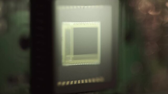 rotation of CCD camera sensor macro footage
