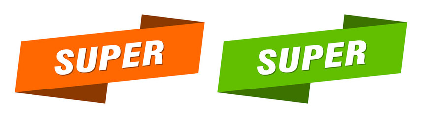super banner. super ribbon label sign set