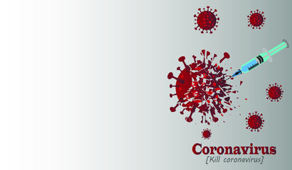 Kill coronavirus in light of hope background for copy space 